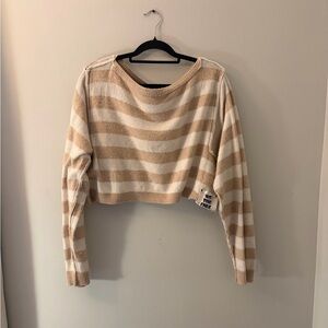 We The Free Tan and Cream Striped Sweater